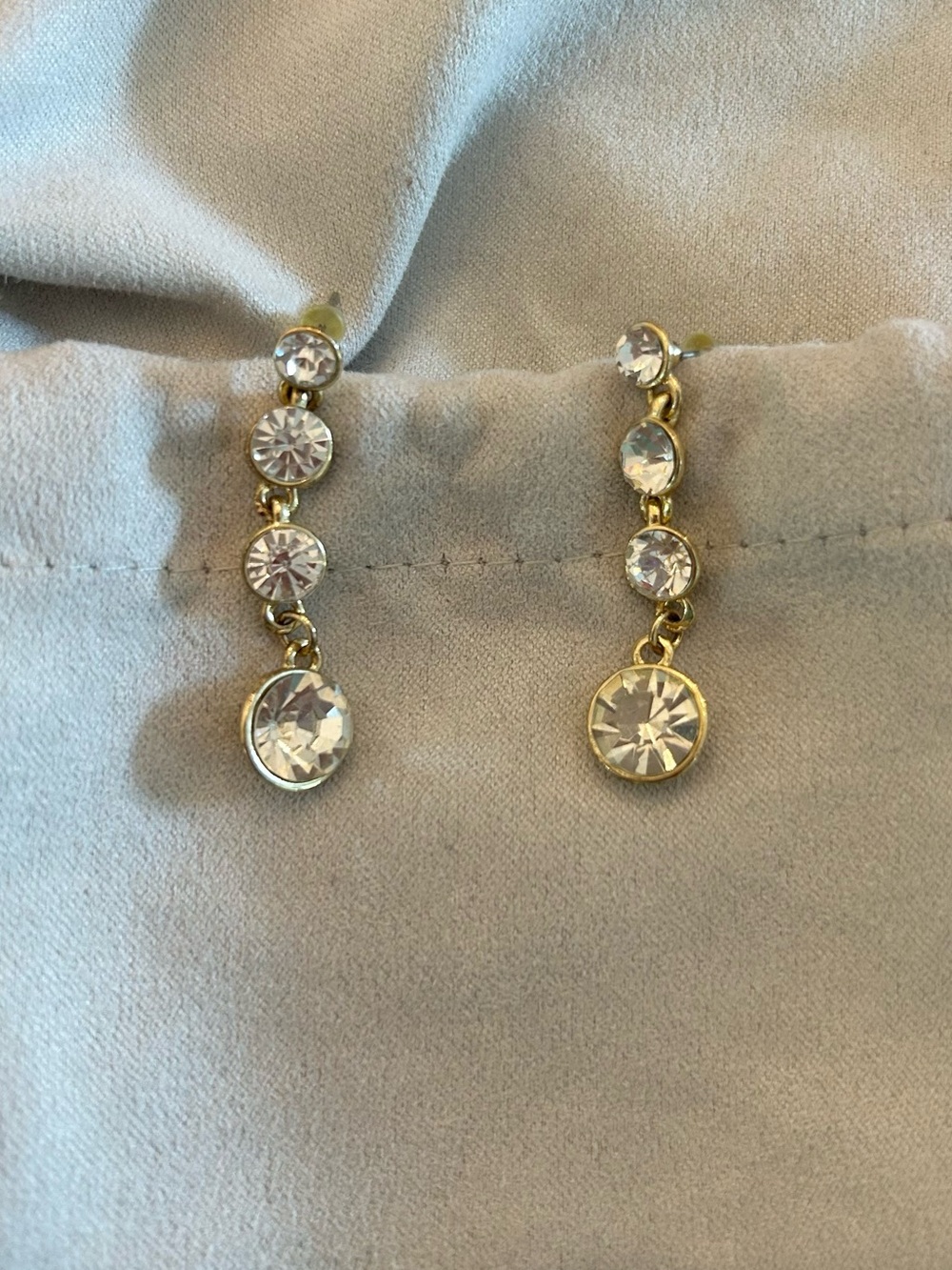 Gold-Tone Drop Crystal Earrings - Clear